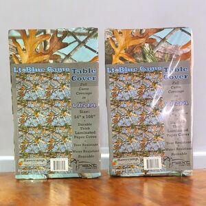 2 - Camouflage Table Covers Laminated Reusable Size 54" x 108" Light Blue Camo